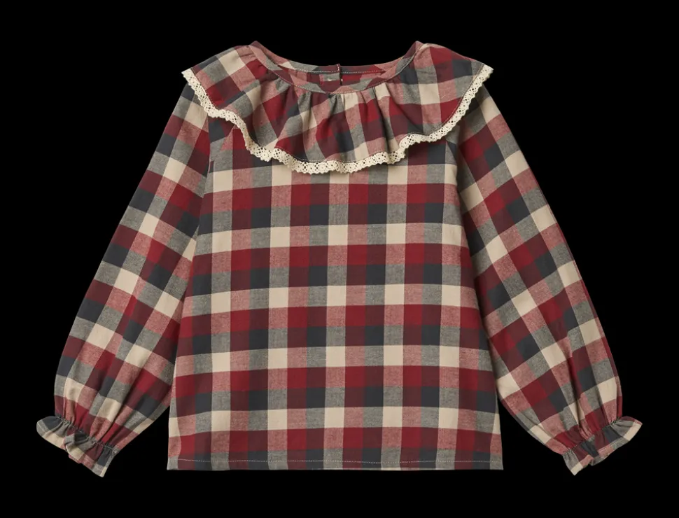 Elin Bluse, Red Blue Check, 128 cm