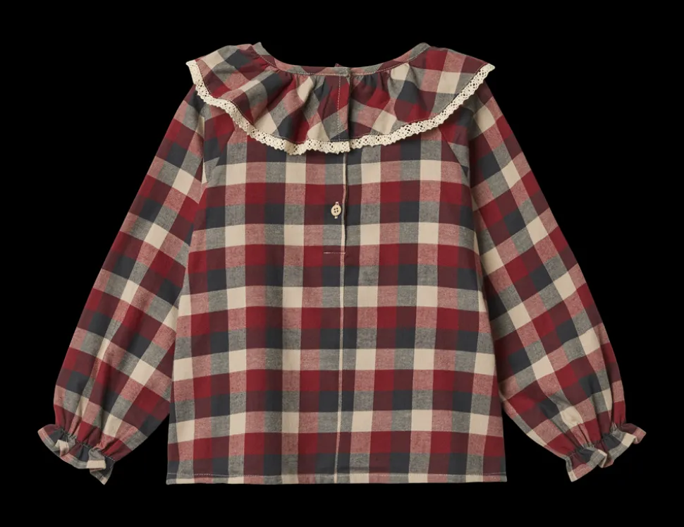 Elin Bluse, Red Blue Check, 128 cm