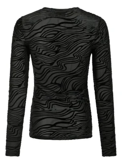 Ella Zebra Burnout Bluse, Black, 36