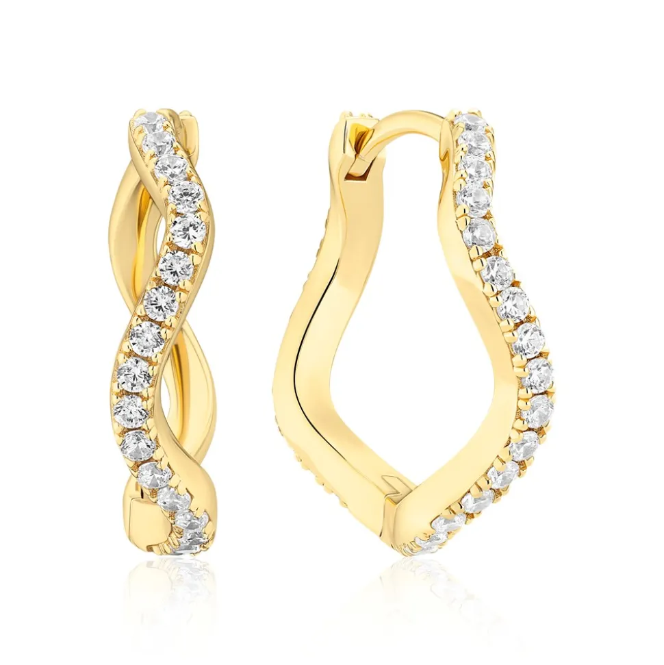 Ellera Waves Grande Øreringe, Gold Plated