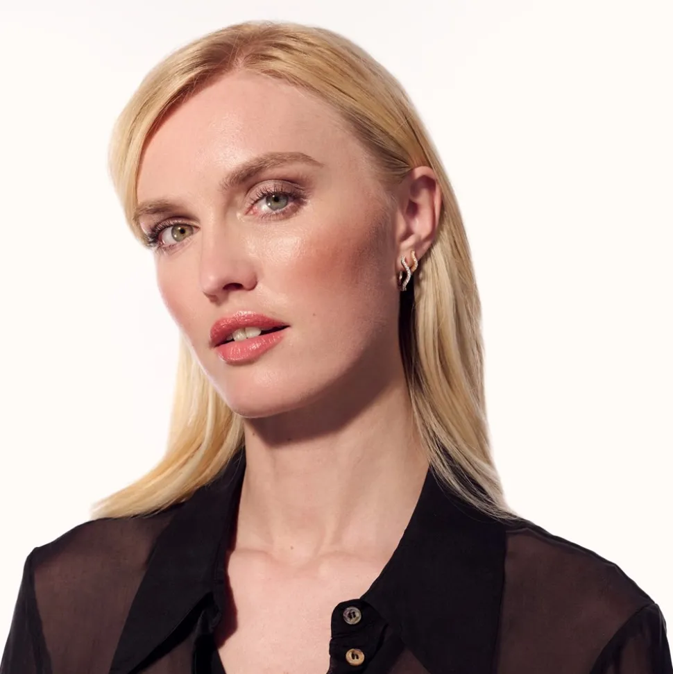 Ellera Waves Medio Øreringe, Gold Plated