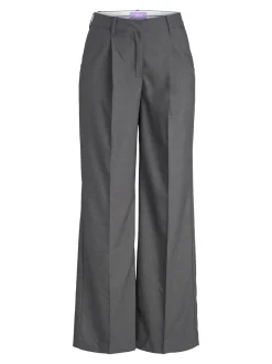 Ellis Wide Højtaljede Bukser, Dark Grey Melange, M/L32