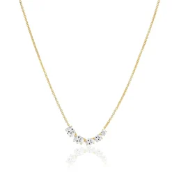 Ellisse Cinque Halskæde, Guld/Hvid, 45 cm