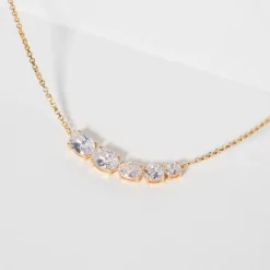 Ellisse Cinque Halskæde, Guld/Hvid, 45 cm