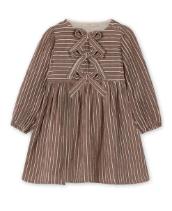 Elmo Bow Kjole, Pine Bark Stripe, 104 cm