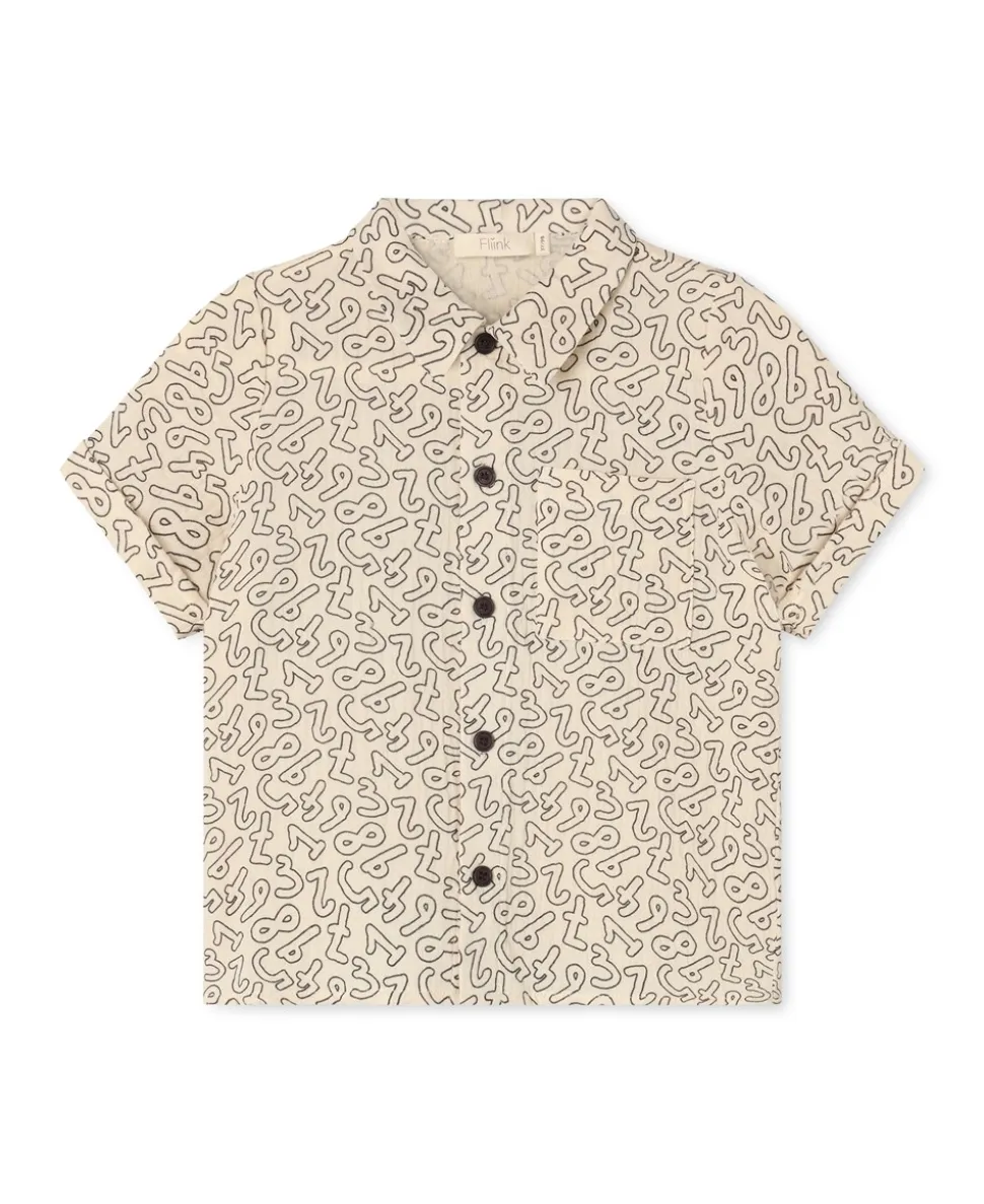 Elmo SS Skjorte, Coffee Bean/Sandshell, 122 cm