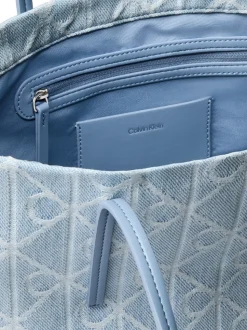 Emblem Denim Small Tote Bag, Denim JQD Light Wash