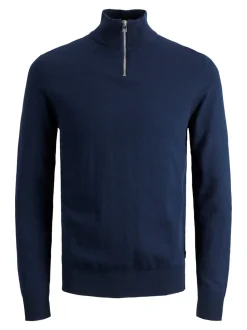 Emil Half Zip Striktrøje, Navy Blazer, 164 cm