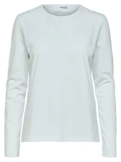 Essential Langærmet T-shirt, Bright White, L