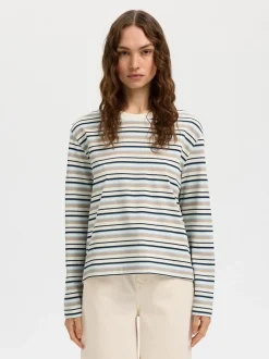Essential Striped Boxy T-shirt, Cashmere Blue, M