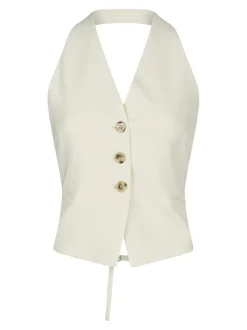 Ezza Structure Halterneck Vest, Off White, 40