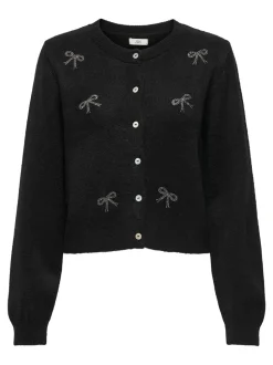 Faye Bow Cardigan, Black, L