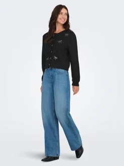 Faye Bow Cardigan, Black, L