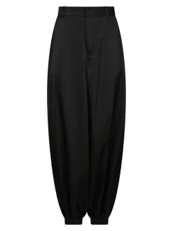 Fayla Drapy Satin Balloon Bukser, Black, 38