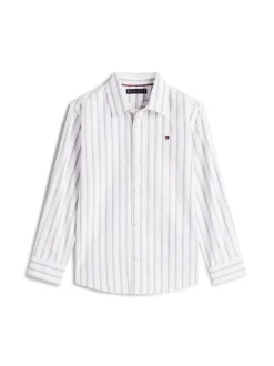 Festive Flex Stripe Skjorte, White Stripe, 140 cm