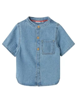 Fido Skjorte, Light Blue Denim Stripes, 116 cm