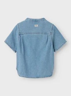 Fido Skjorte, Light Blue Denim Stripes, 116 cm