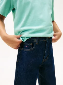 Flag Embroidery Relaxed Jeans, Rinse, 164 cm