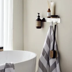 Flaskeophæng Med Knager Hylde, Sølv, 50x5,8x6,8 cm