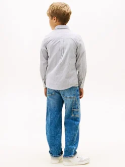 Flex Ithaca Stripe Skjorte, Dark Night Navy Stripe, 164 cm