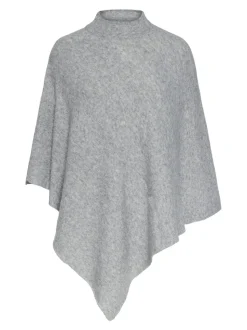 Fortuna Højhalset Poncho, Medium Grey Melange, One size