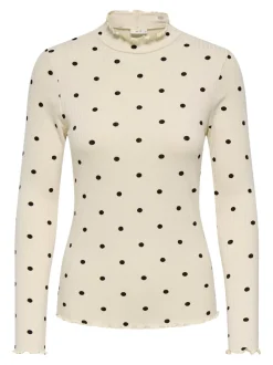 Fransiska Life Langærmet Højhalset Bluse, Whitecap Gray Chocolate, L