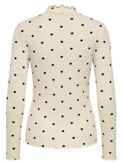 Fransiska Life Langærmet Højhalset Bluse, Whitecap Gray Chocolate, L