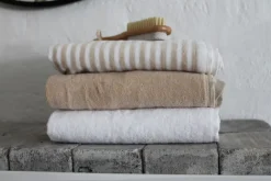 Frotté Stripe Håndklæde, Sand, 70x140 cm