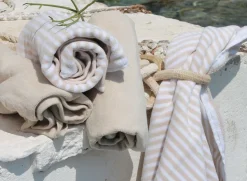 Frotté Stripe Håndklæde, Sand, 50x100 cm