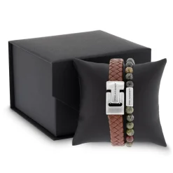 Gift Set Duo Armbånd, Cognac, L