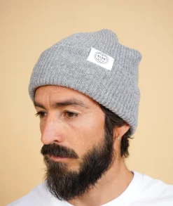 Globe Statement Beanie, Grey Melange, One size