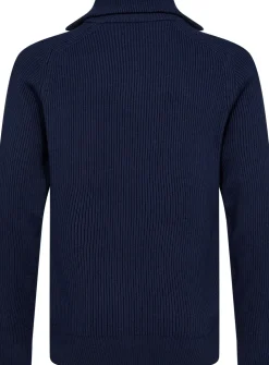 Half Zip Striktrøje, Navy, S