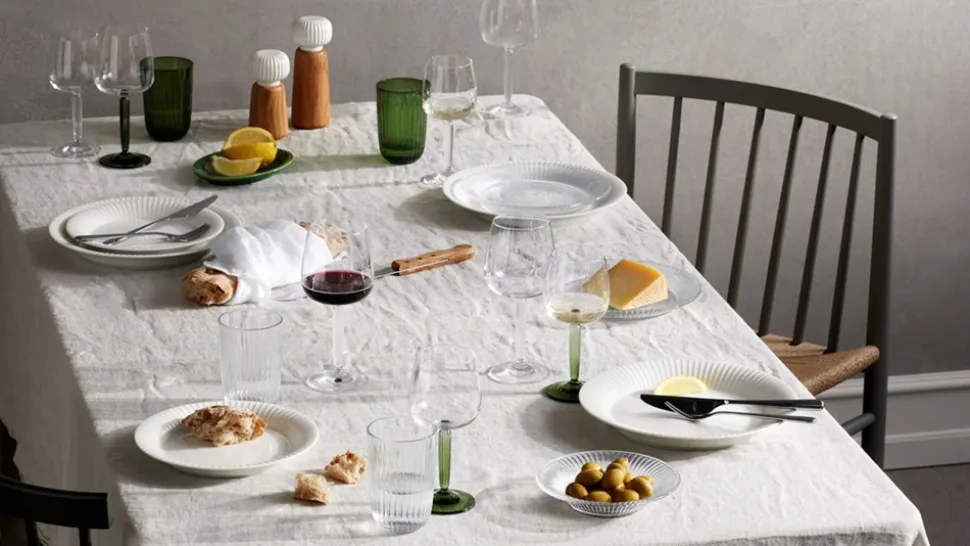 Hammershøi 2-pak Hvidvinsglas, Grøn/ Klar, 35 cl