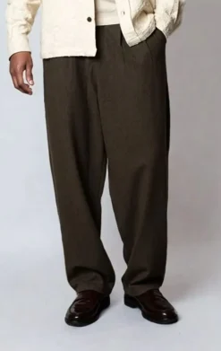 Hans Pleated Bukser, Dark Brown, L