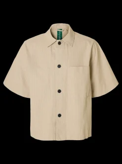 Harki Kortærmet Overshirt, Weathered Teak W. Coconut Milk, M