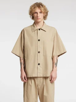 Harki Kortærmet Overshirt, Weathered Teak W. Coconut Milk, M