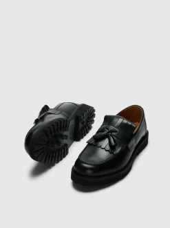 Hugo Kiltie Tassel Loafers, Black, 46