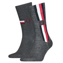 Iconic Stripe 2-pak Strømper, Middle Grey Melange, 39-42