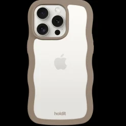 Iphone 14 Pro Max Transparent Wavy Cover, Mocha Brown/Transparent