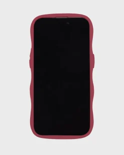 Iphone 15 Pro Transparent Wavy Cover, Red Velvet/Transparent