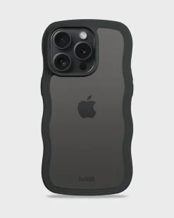 Iphone 15 Pro Transparent Wavy Cover, Black/Transparent