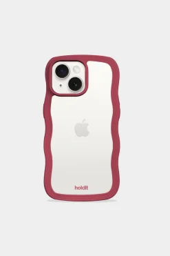 Iphone 15/14/13 Transparent Wavy Cover, Red Velvet/Transparent
