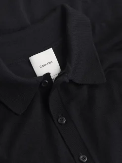 Italian Merino Silk Polostrik, Ck Black, M