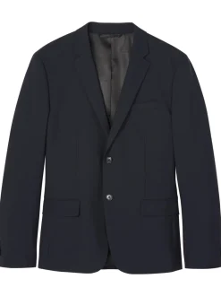 Italian Wool Blend Slim Blazer, Dark Sapphire, 56