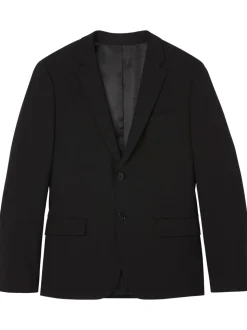 Italian Wool Blend Slim Blazer, Black, 56