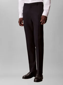 Italian Wool Blend Slim Habitbukser, Dark Sapphire, 56