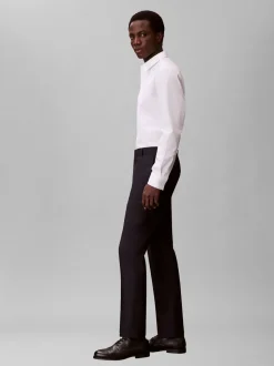 Italian Wool Blend Slim Habitbukser, Dark Sapphire, 56