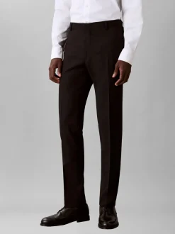 Italian Wool Blend Slim Habitbukser, Black, 56