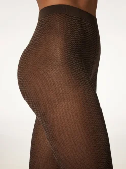 Jacquard Strømpebukser, Umber/Black, S