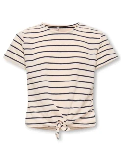 Jana Striped Knot T-shirt, Tofu Night Sky, 134-140 cm